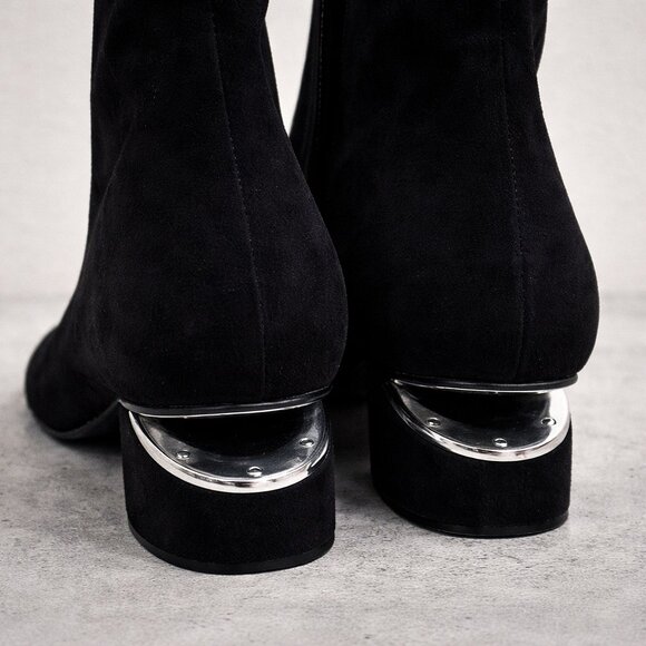 Alexander Wang Gabi Cutout Heel Booties Black Suede EU 36 US 6